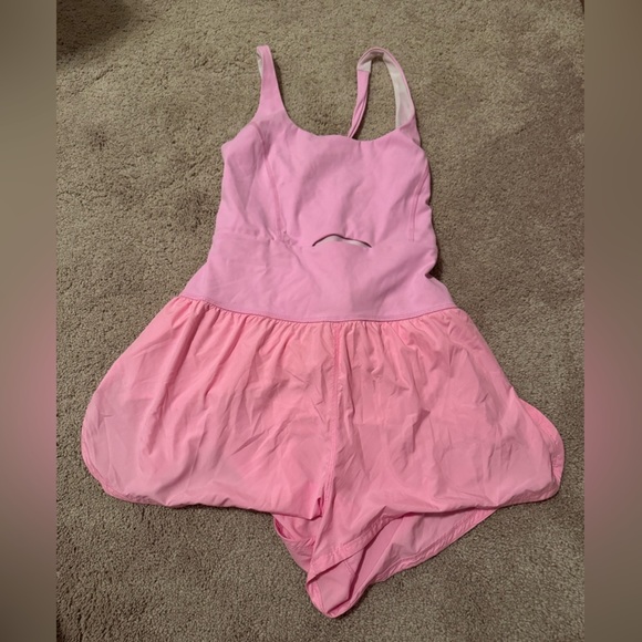 Free People Movement-Pink Righteous Runsie Cutout Criss Cross Workout Romper - Picture 4 of 9